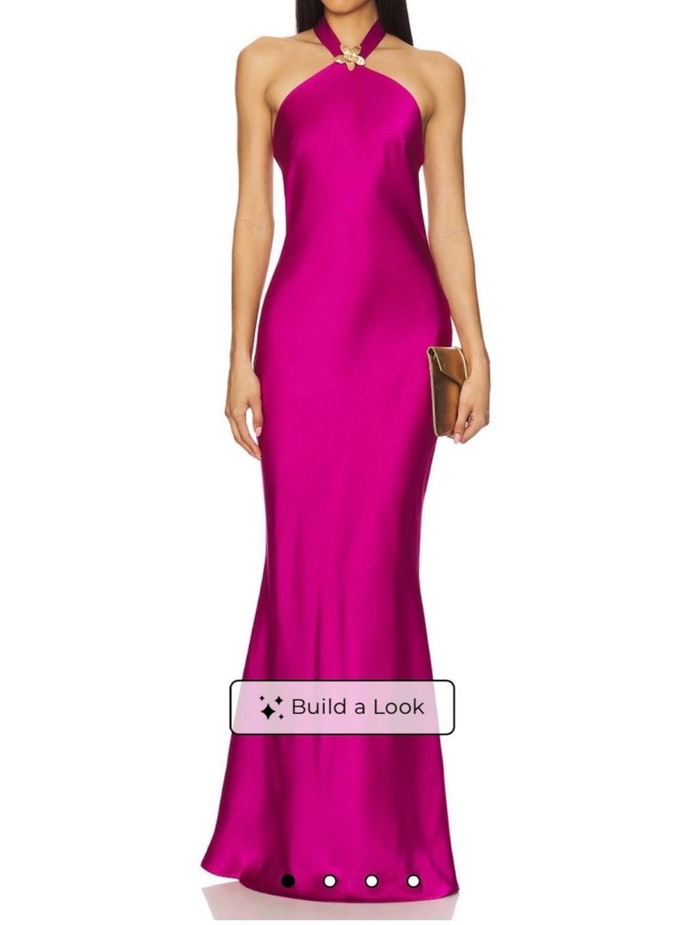 Runaway the Label Pink Halter Neck Satin Evening Gown